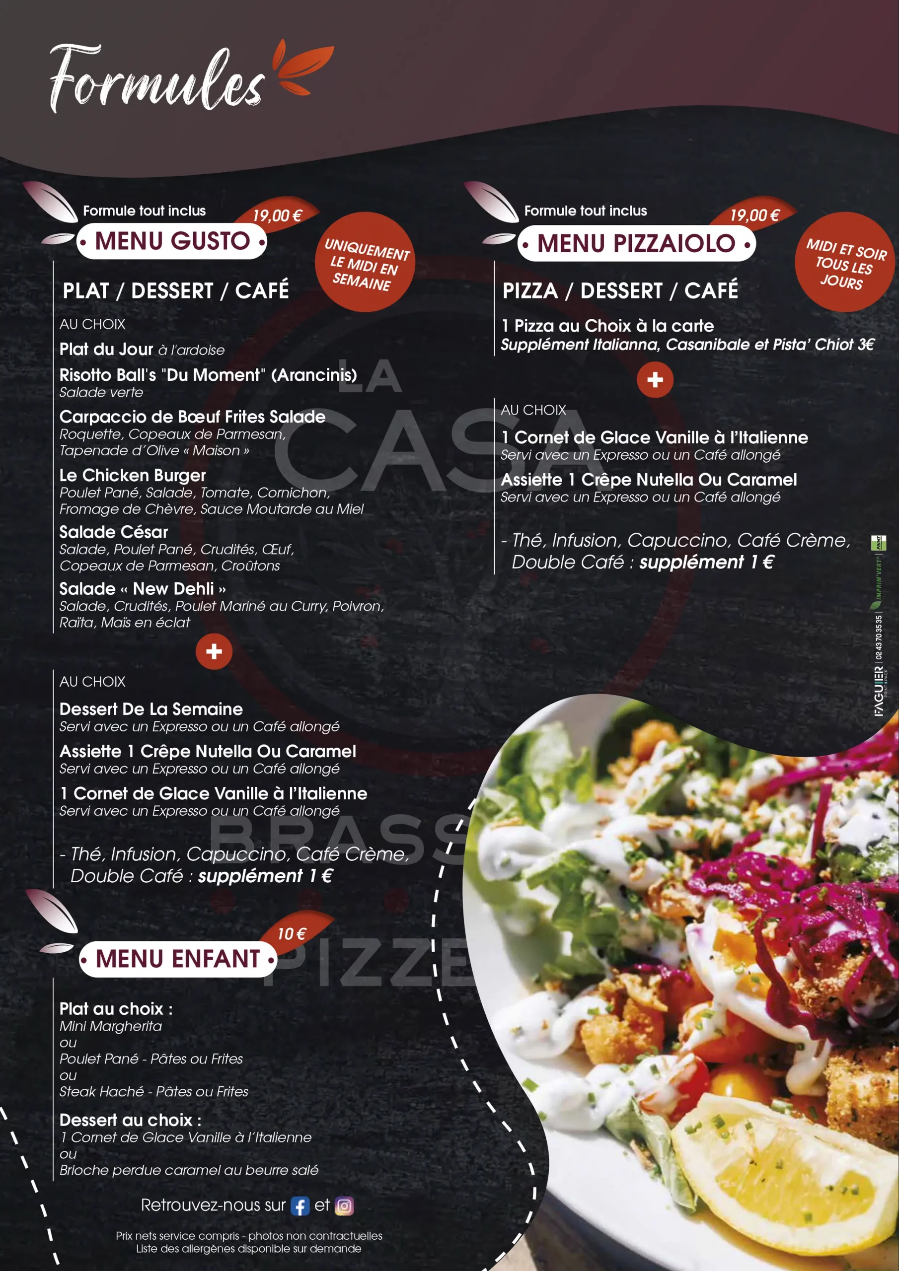 Formules Menu - La Casa