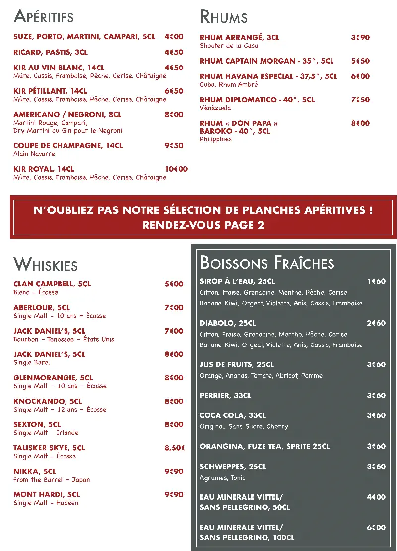 Formules Menu - La Casa