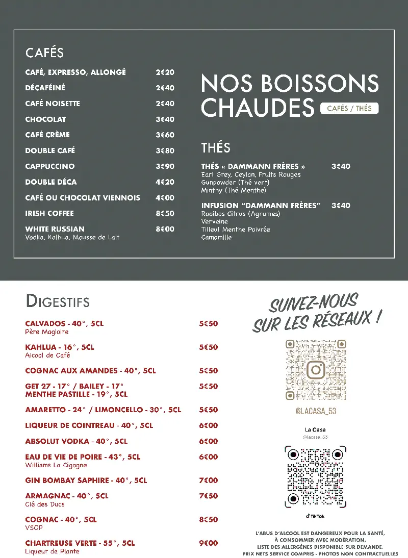 Formules Menu - La Casa