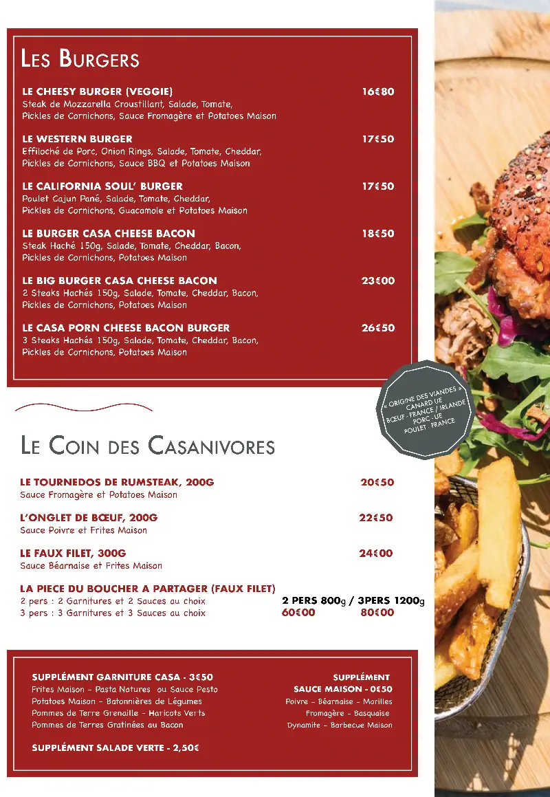 Formules Menu - La Casa